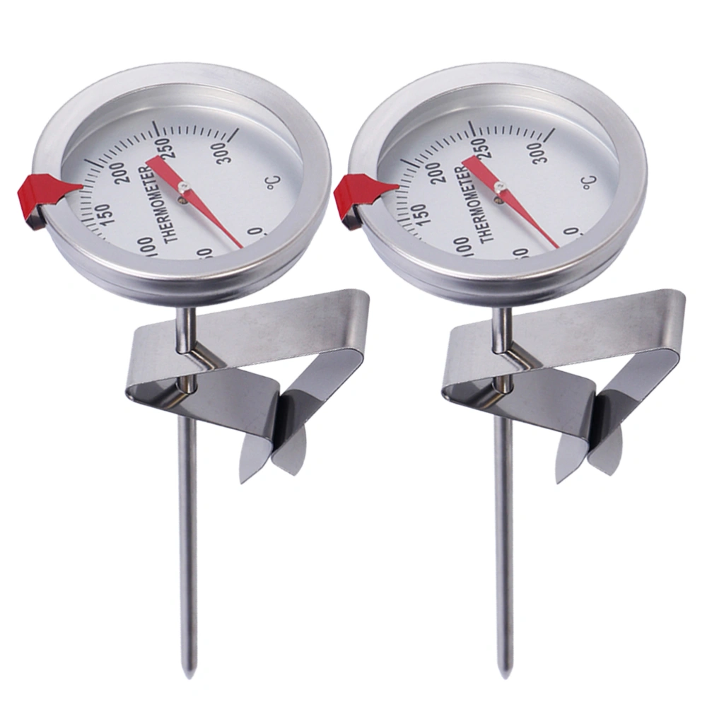 2Pcs Stainless Steel Food Thermometer Milk Frothing Thermometer Frying Thermometer with 300mm Length Probe Measure Temperature Range(150mm Shaft Length+300mm Shaft Length)