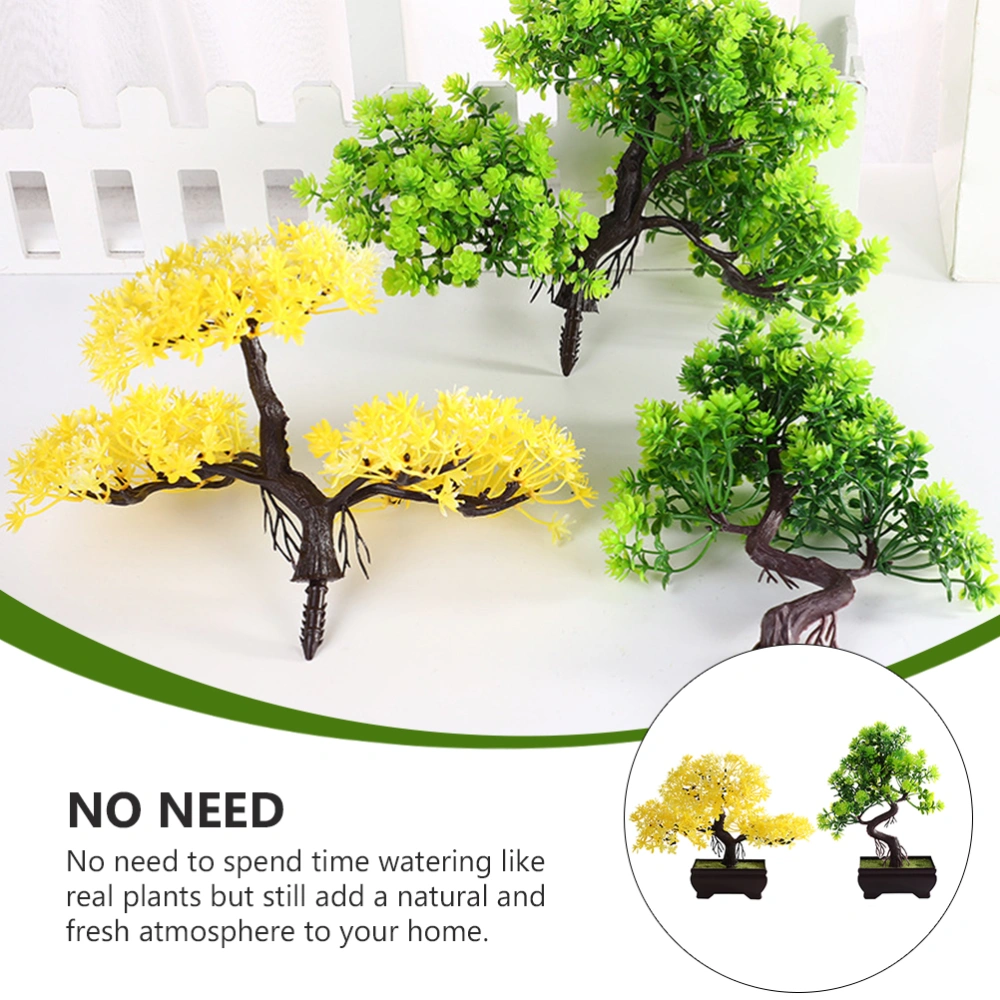 2pcs Simulation Plant Decor Artificial Bonsai Fake Potted Plant (Mixed Color)