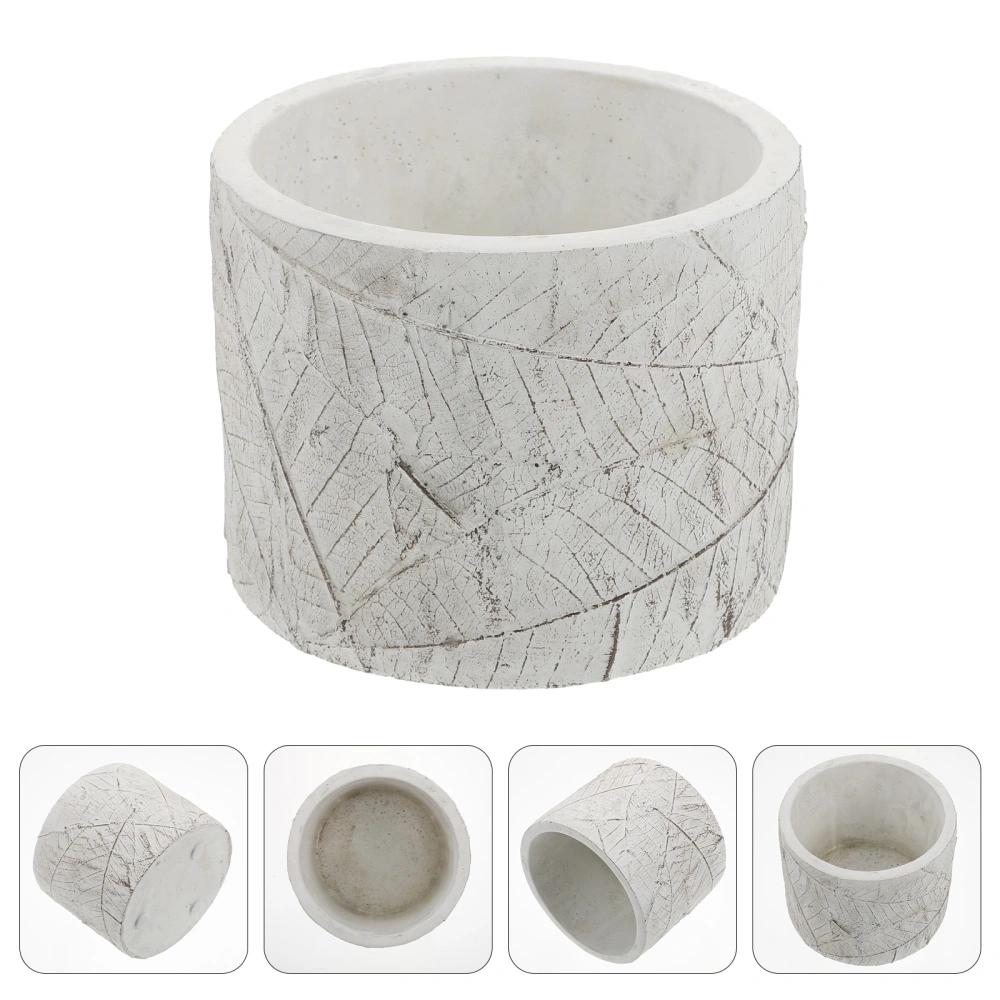 1pc Delicate Cement Flower Holder Creative Plant Container Flower Pot White