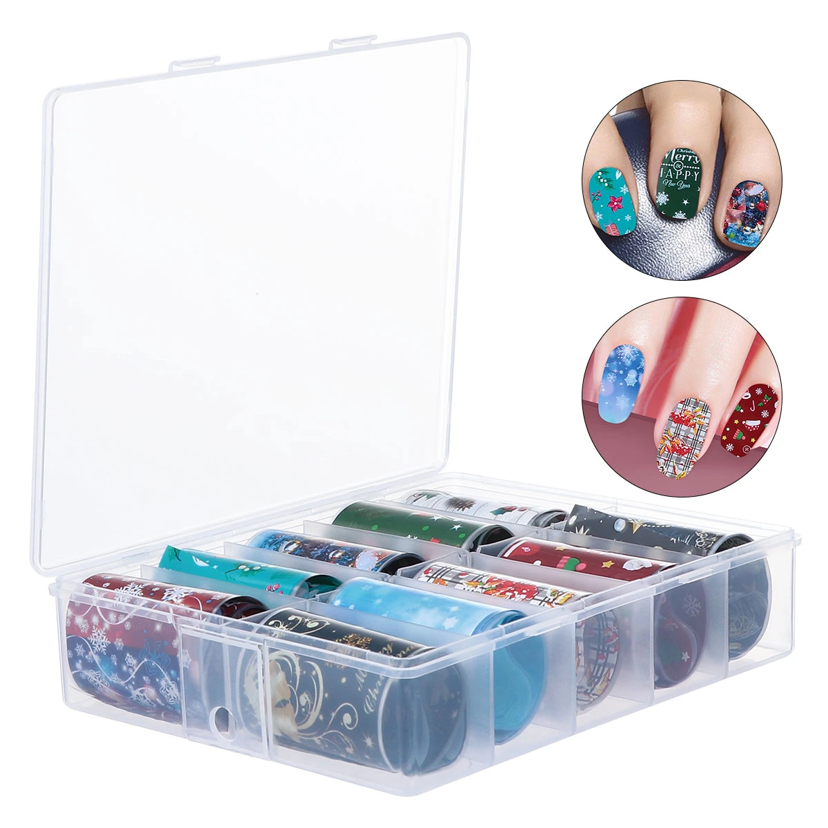 1 Box/10 Rolls Christmas Manicure Tip Wraps Adhesive Nail Art Decal Nail Sticker