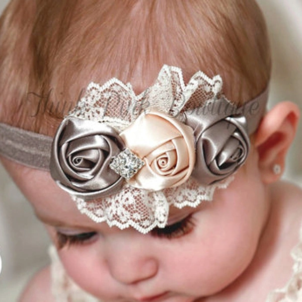 4 Colors Infant Baby Girls Sweet Rose Flowers & Rhinestone Decor Elastic Headband Hair Band Hair Accessories Photo Props