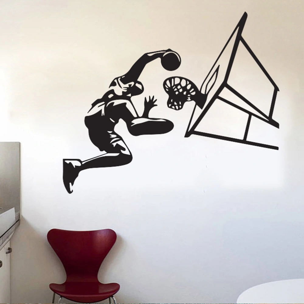 Basketball Wall Poster Removable Creative Decor Wall Sticker for Livingroom Bedroom Dining Room 58x110cm (Black)