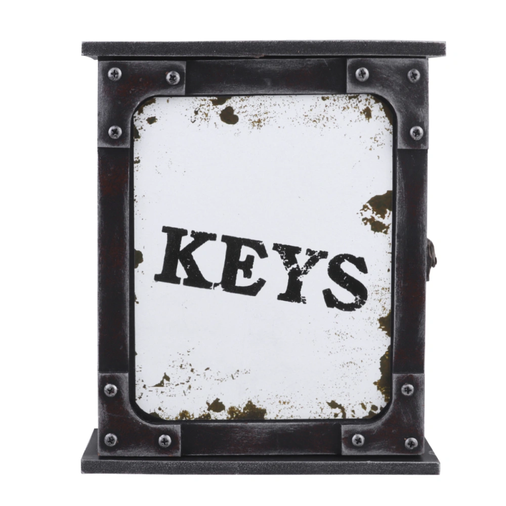 Distress European Style Wooden Key Box Wall Mounted Ketters Printed Hanging Case Key Holder Key Organizer (White)