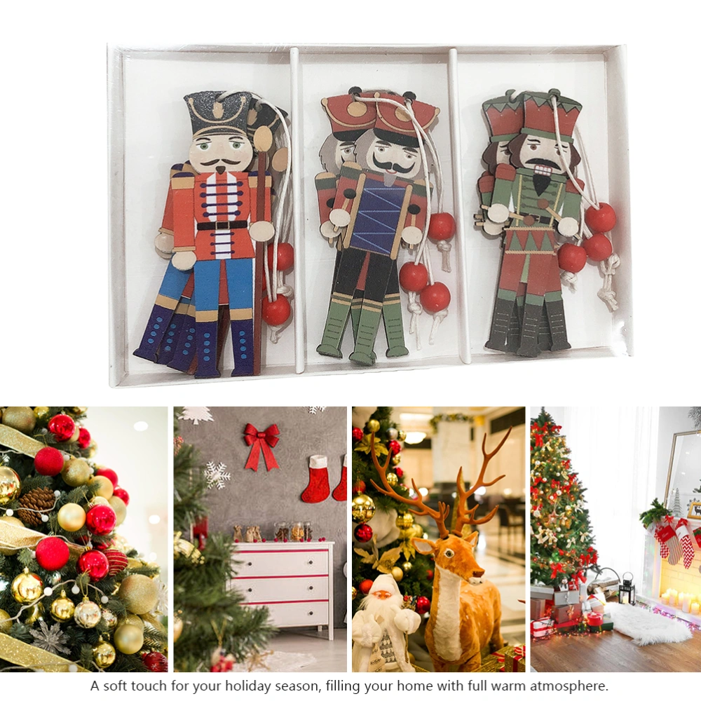 9pcs Colored Painting Pendant Nutcracker Soldier Hanging Decor Wood Pendants