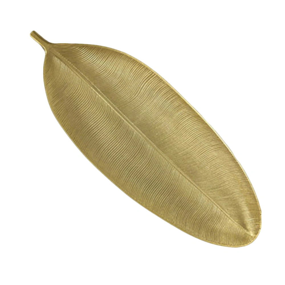 Leaf Shape Storage Dish Sinple Muslin Ramadan Home Table Decorative Wooden Tray for Snacks Candies Dessert - Size L(Golden)