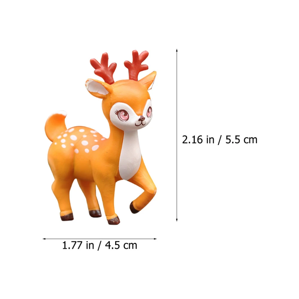 4pcs Random Cartoon Deer Figurine Animal Model Desktop Ornament Sika Deer Decor