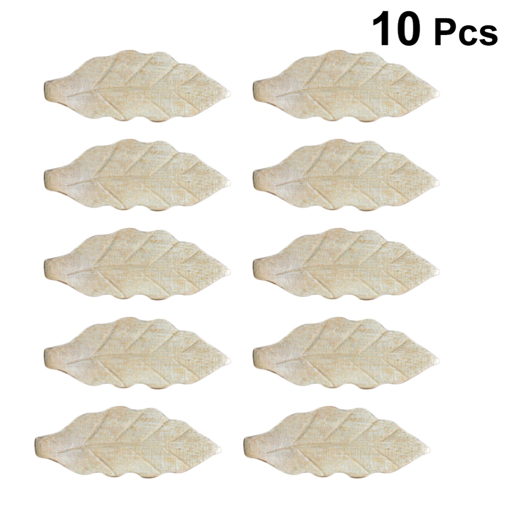 10pcs Creative Leaves Shaped Chopstick Rest Wood Chopstick Holder Practical Chopstick Rack Support for Home Kitchen (Wood Color)