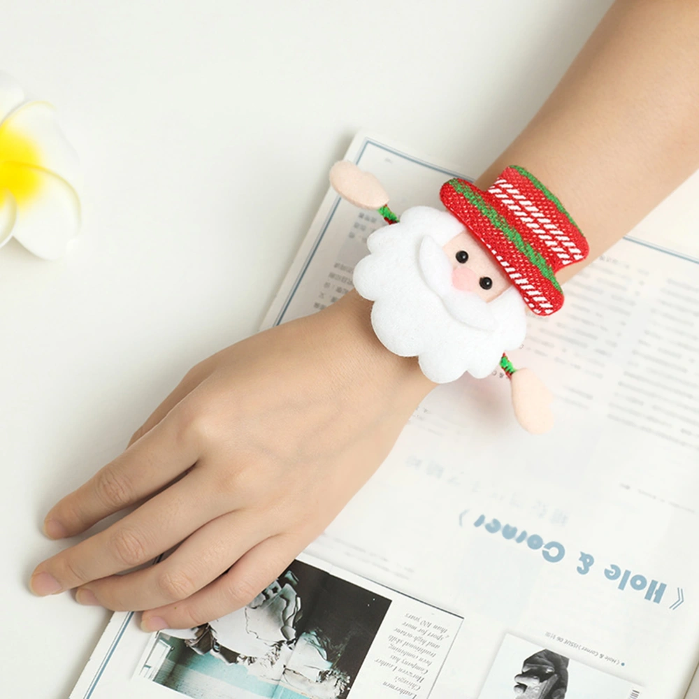 4pcs Chritmas LED Clap Bracelet Pattern Wristband Patting Hand Band with Luminous Paillette Christmas Elk Bear Snowman Santa Claus Patterns