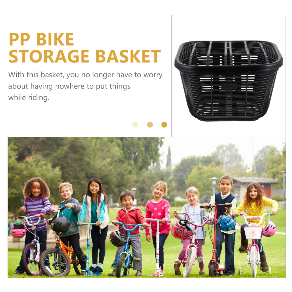 1 Set Kids Basket PP Bike Basket Detachable Storage Basket for Kids Black