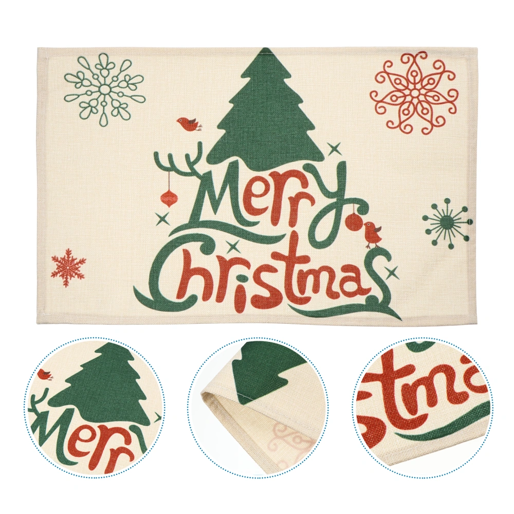 1 Pc Christmas Table Mat Practical Linen Placemat Decorative Dining Table Mat