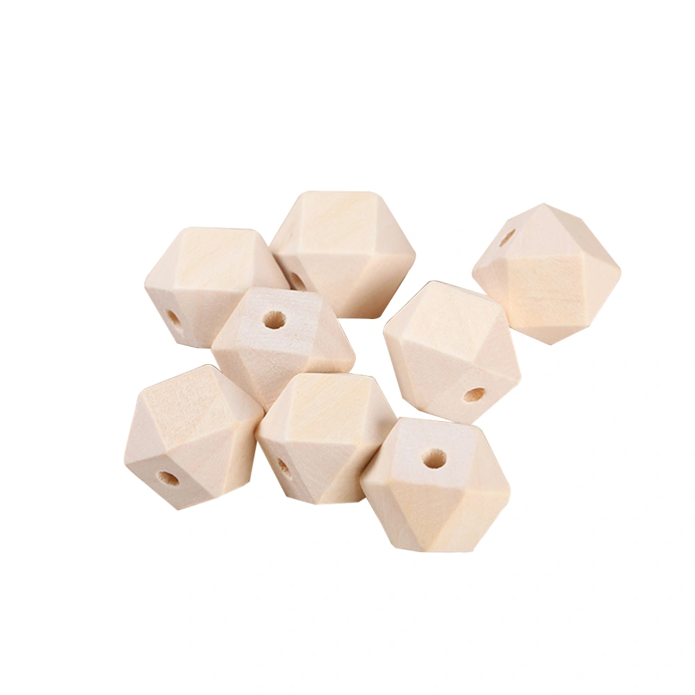 100pcs Unfinished Natural Color Wooden Beads Octagonal DIY Spacer Beads Findings Charms for Art Craft Project Jewelry Making (10mm)