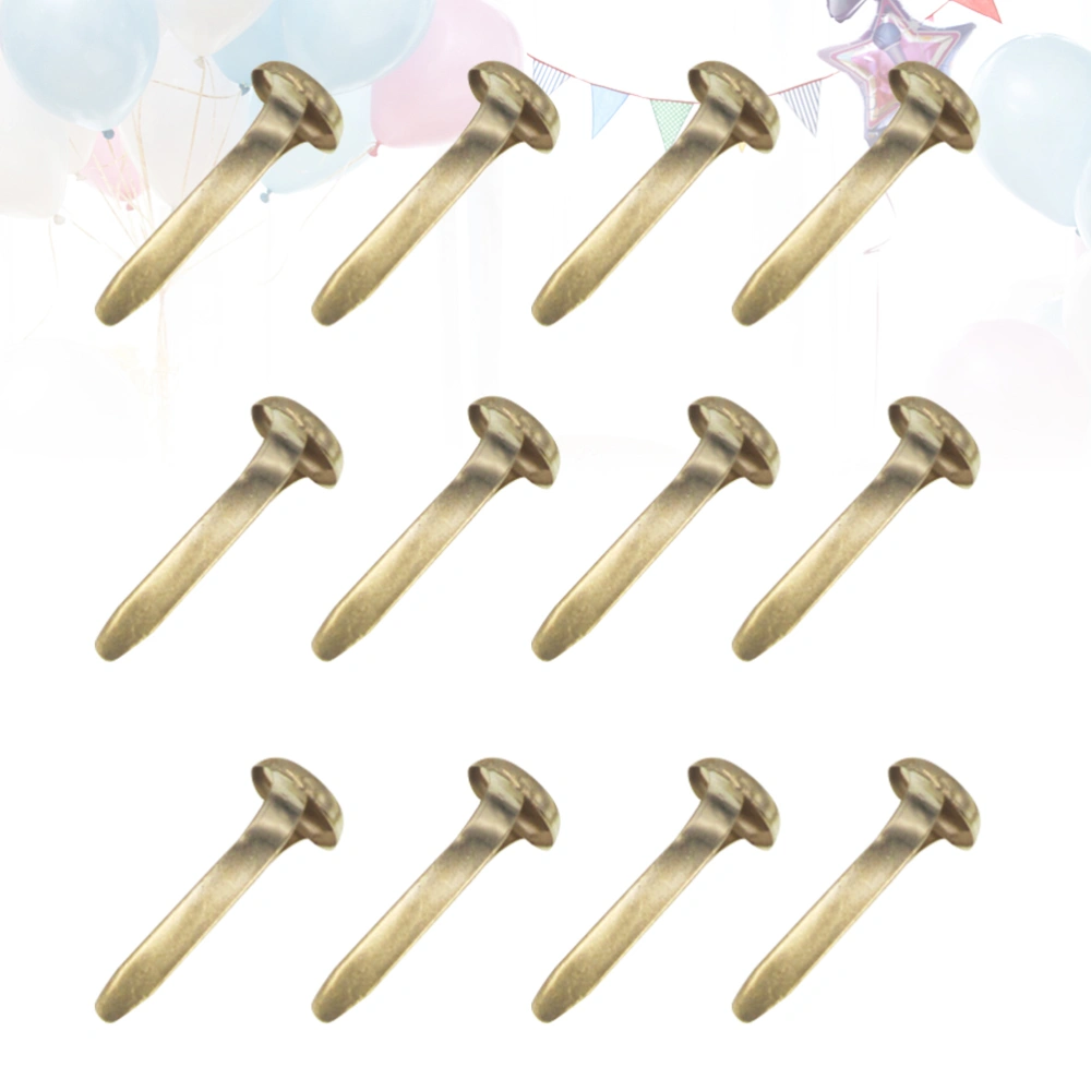 100pcs 8x16mm Mini Round Brads Two-legged Horn Nails Children DIY Materials (Golden)