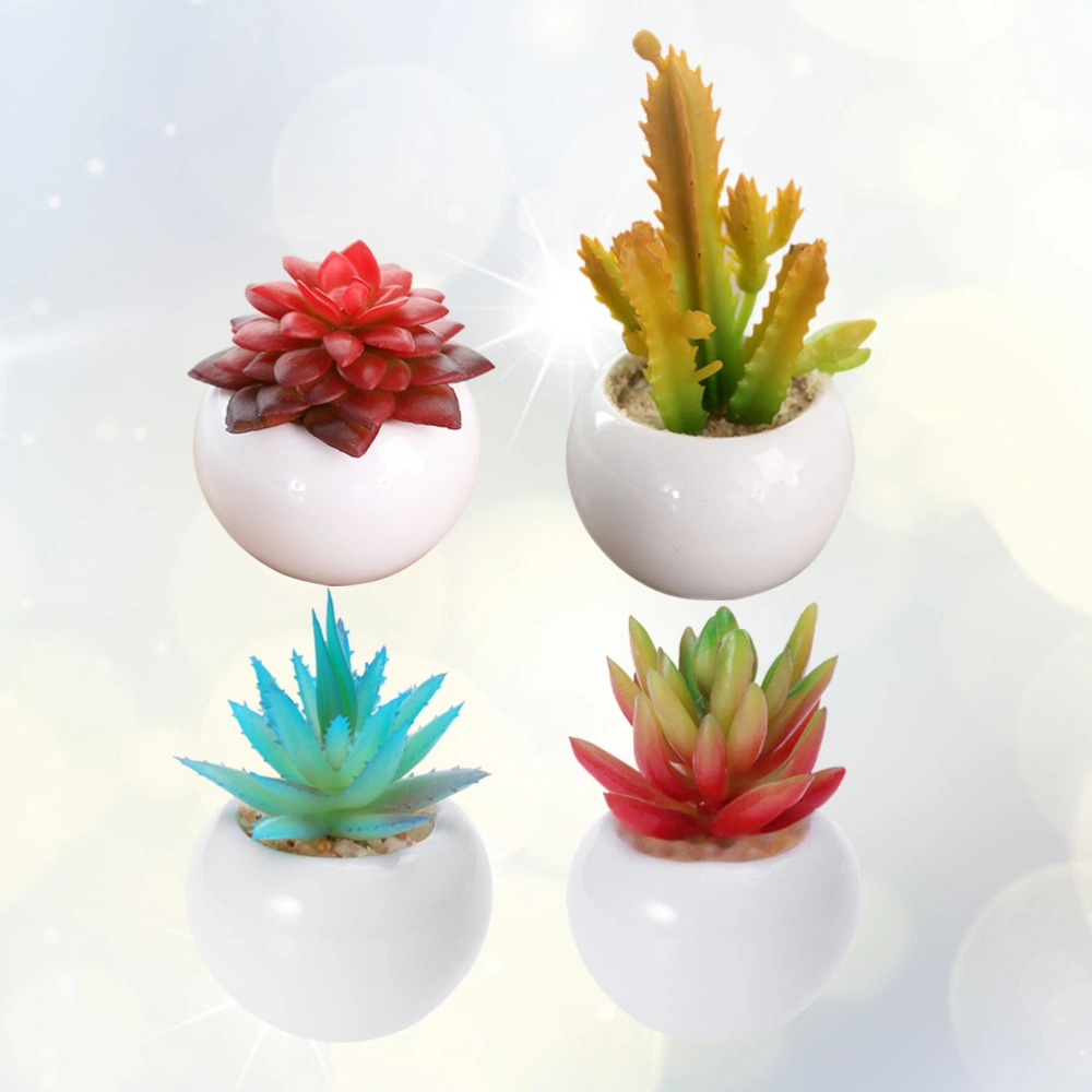 4pcs Simulative Fleshy Bonsai Creative Flower Plant Potted Succulent Potted with Pot Small Ornaments for Home Balcony Garden Decor