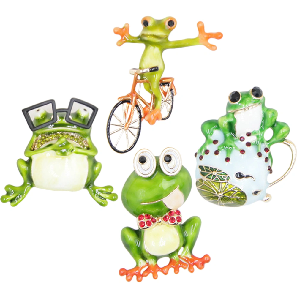 4pcs Frog Brooches Clothes Lapel Pin Women Brooches Creative Animals Brooches