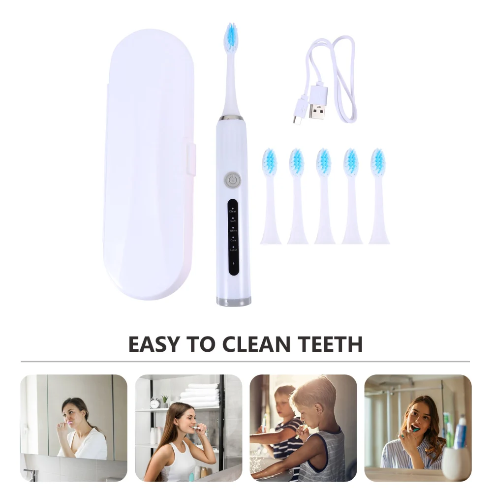 1 Set Bristle Electric Toothbrush USB Charging Teeth Cleaning Brush