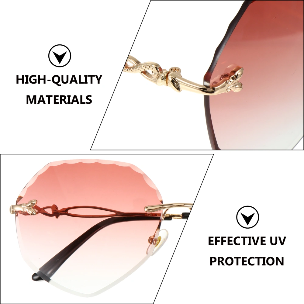 1 Pair Irregular Shape Sunglasses Rimless Spectacles Fashion Outdoor Glasses