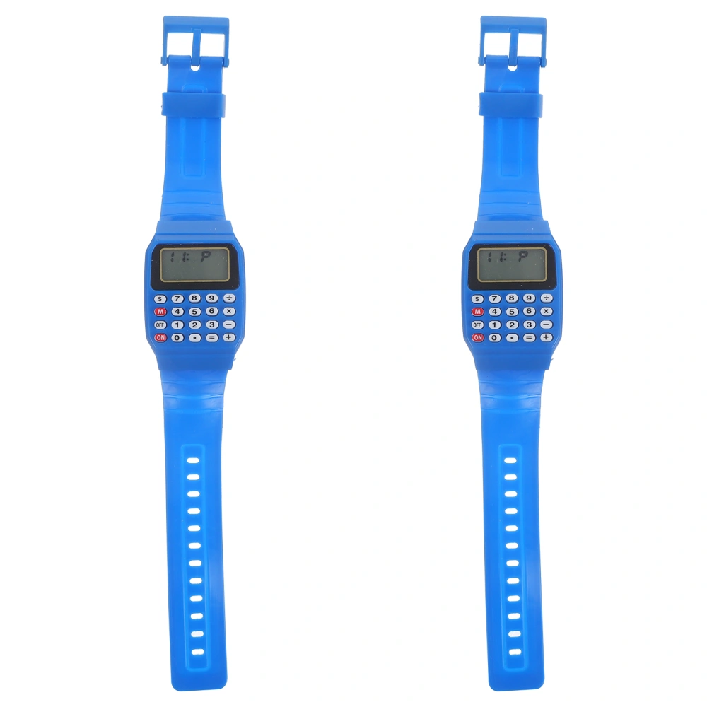 2pcs Watch Type Calculators Portable Calculating Watch Wrist Geometric Operation Watch Birthday Gift for Kids Blue