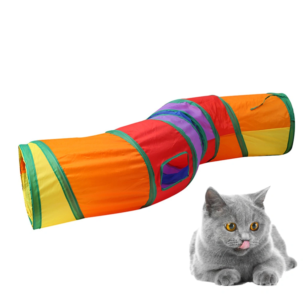 Rainbow Cat Playing Tunnel Foldable S-shaped Channel Kitten Funny Toy Pet Supplies