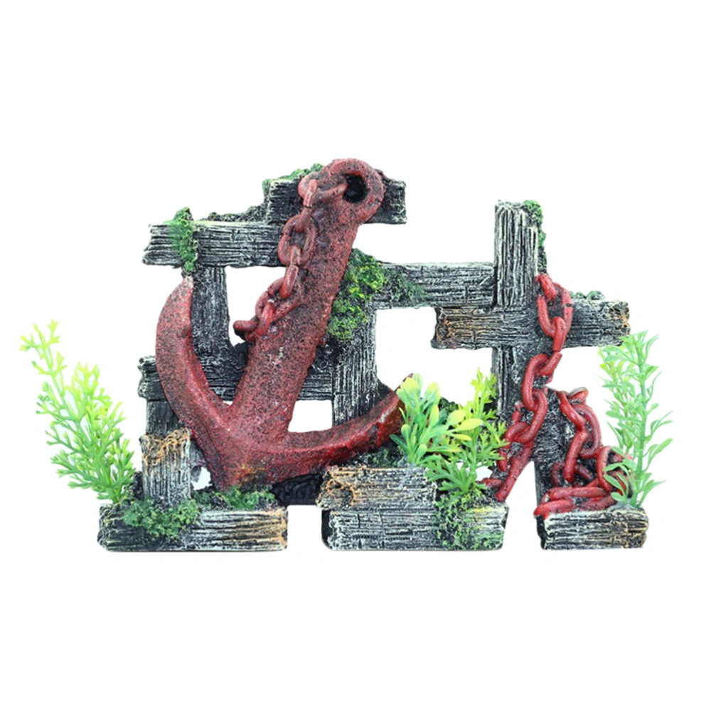 Resin Crafts Desktop Adornments Aquarium Fish Tank Ornaments Anchor Shape Design for Decor