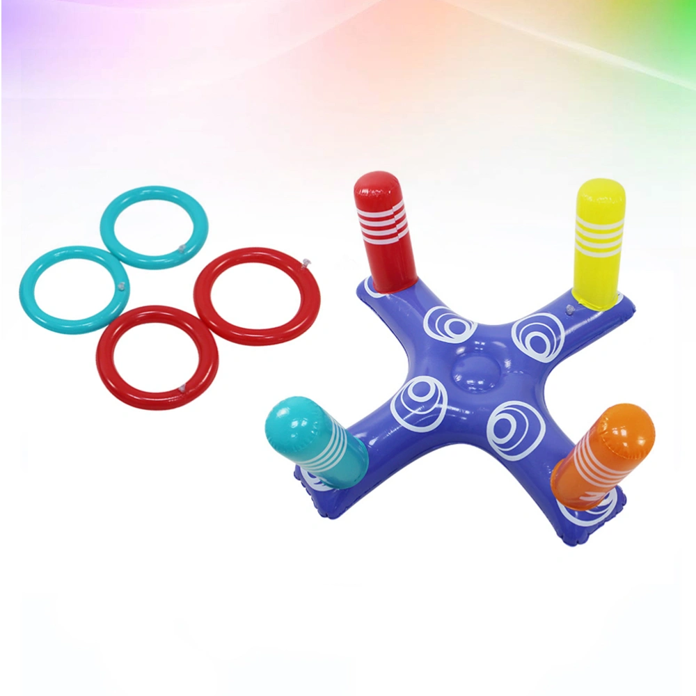 Inflatable Water Throwing Rings Cross Throwing Toy Outdoor Beach Sports Swimming Toys (1PC Frame + 4PCS Circles)