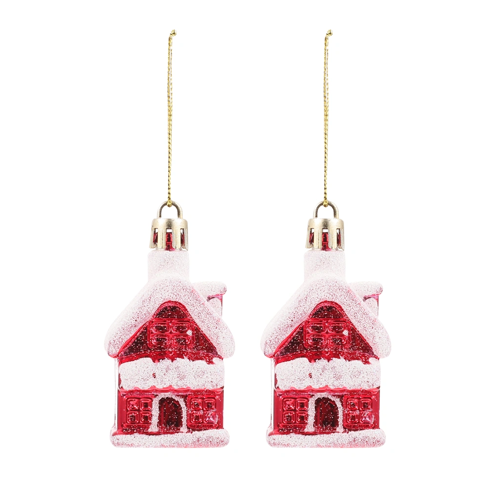 2Pcs Plastic House Pendant Creative Tree Hanging Decor Christmas Layout Pendant