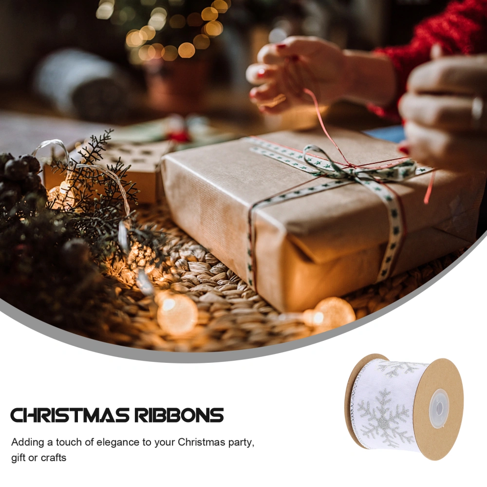 1 Roll of Christmas Packaging Ribbon Xmas Pattern Gift Wrapping Ribbon