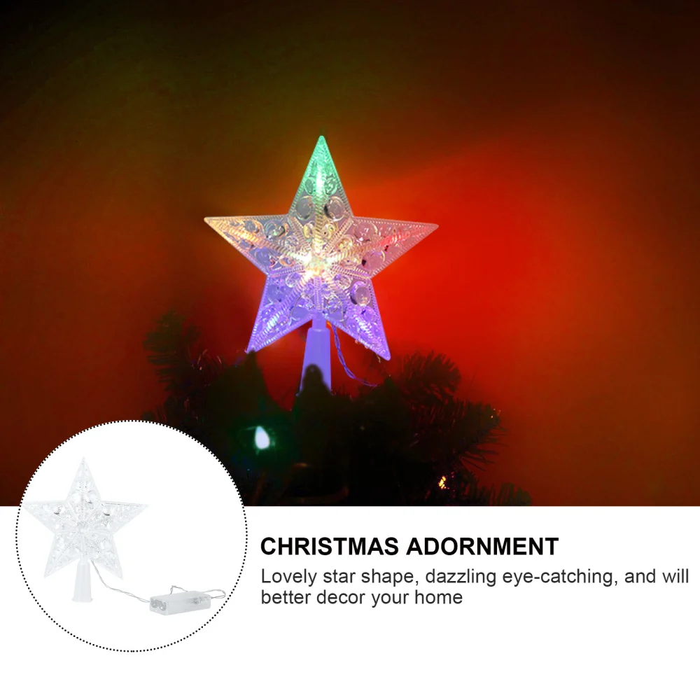 1Pc Plastic Star Christmas Tree Topper Star Treetop Decor Without Battery