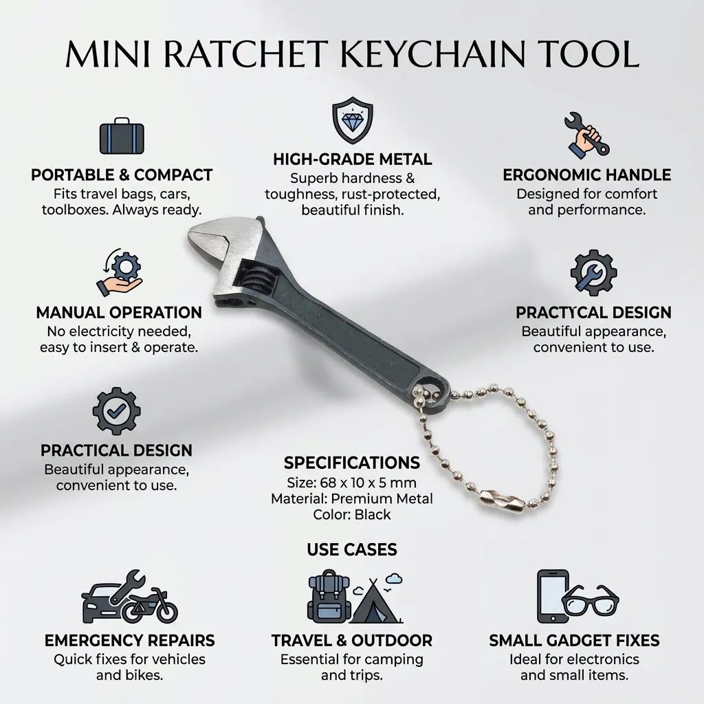 1Pc 68mm Ratchet Screwdriver Set Mini Batch Head Set Manual Wrench Screwdriver Combination Tools(Black)