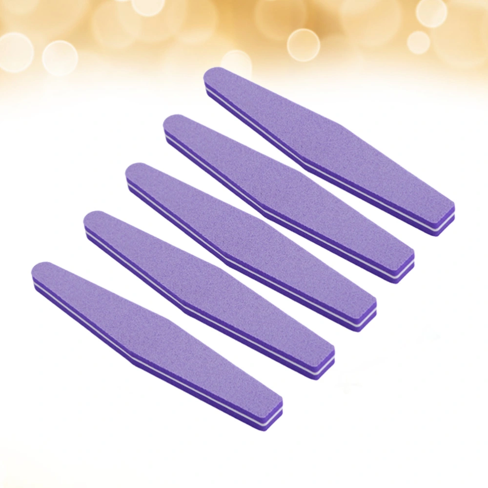 10pcs Nail Files Sponge Double Sided Polishing Board Diamond Waterproof Nail Buffers Manicure Tools (Purple)