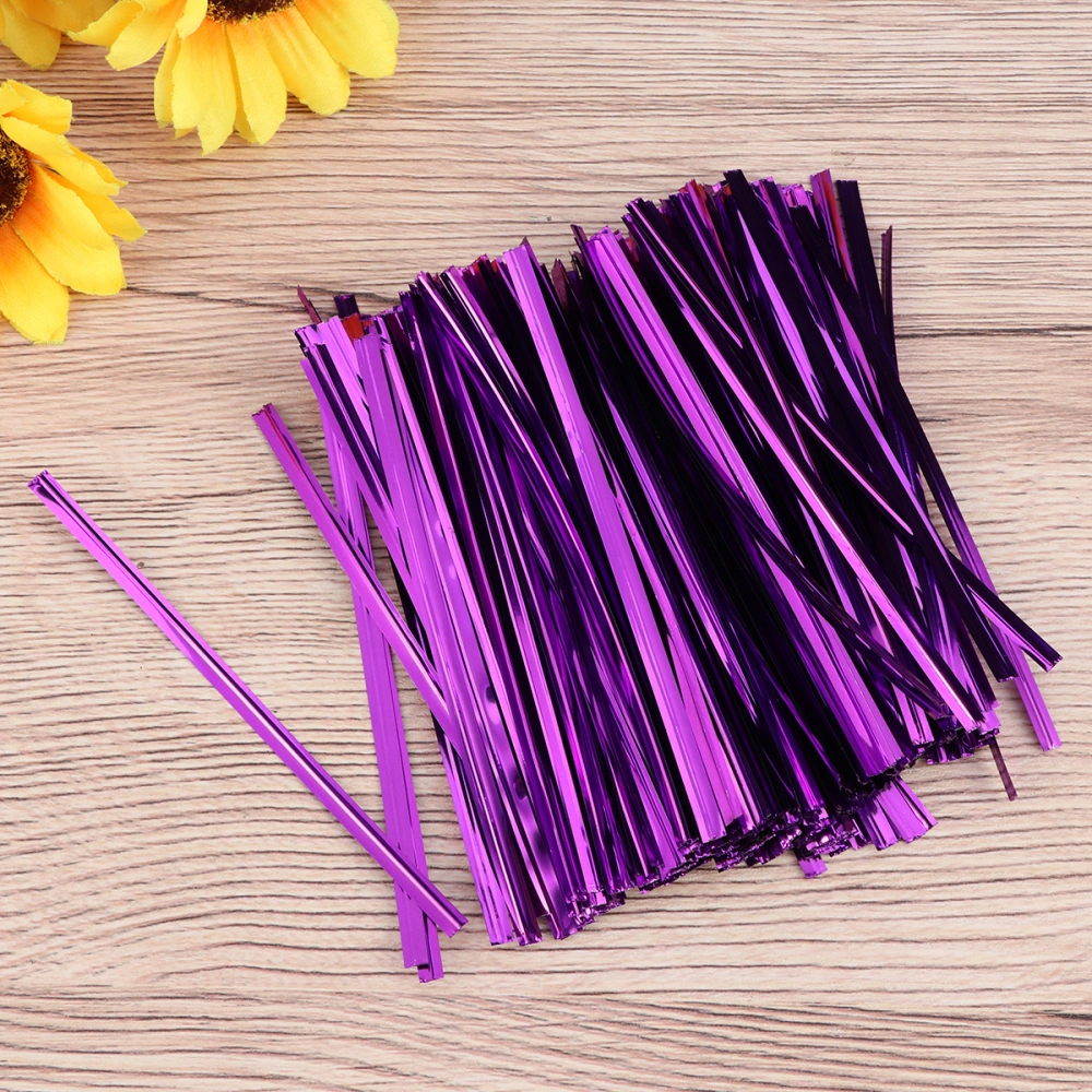 800pcs 10cm Colorful Metallic Ties Bread Candy Bag Ties for  Birthday Party Wedding Party (Purple)