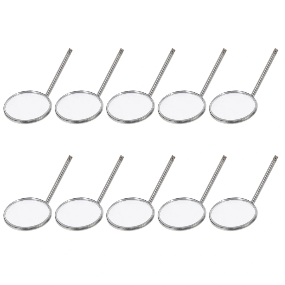 10Pcs Stainless Steel Dental Mirror Teeth Cleaning Inspection Mirror Handheld Check Mirror