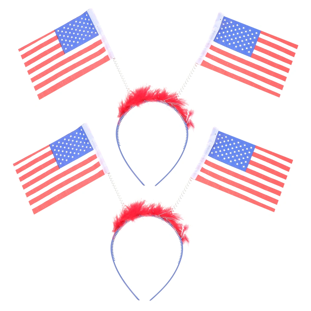 2pcs Glitter American Flag Hair Creative Floral Headdress Shiny Glitter Headband Hair Accessary for Independence Day