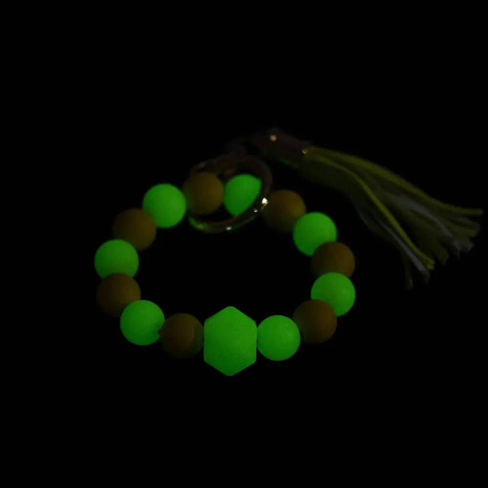 Fluorescent Silicone Beads Bracelet Keychain