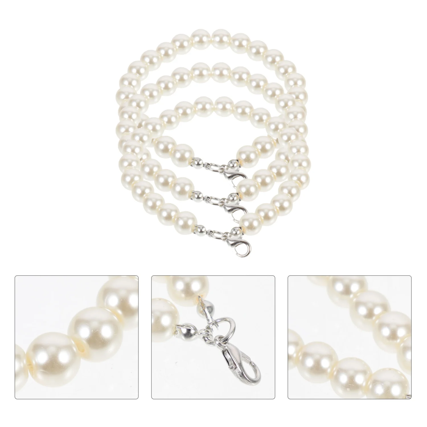 3pcs Beaded Phone Lanyard Pearl Beaded Phone Chain Strap for Women Girls