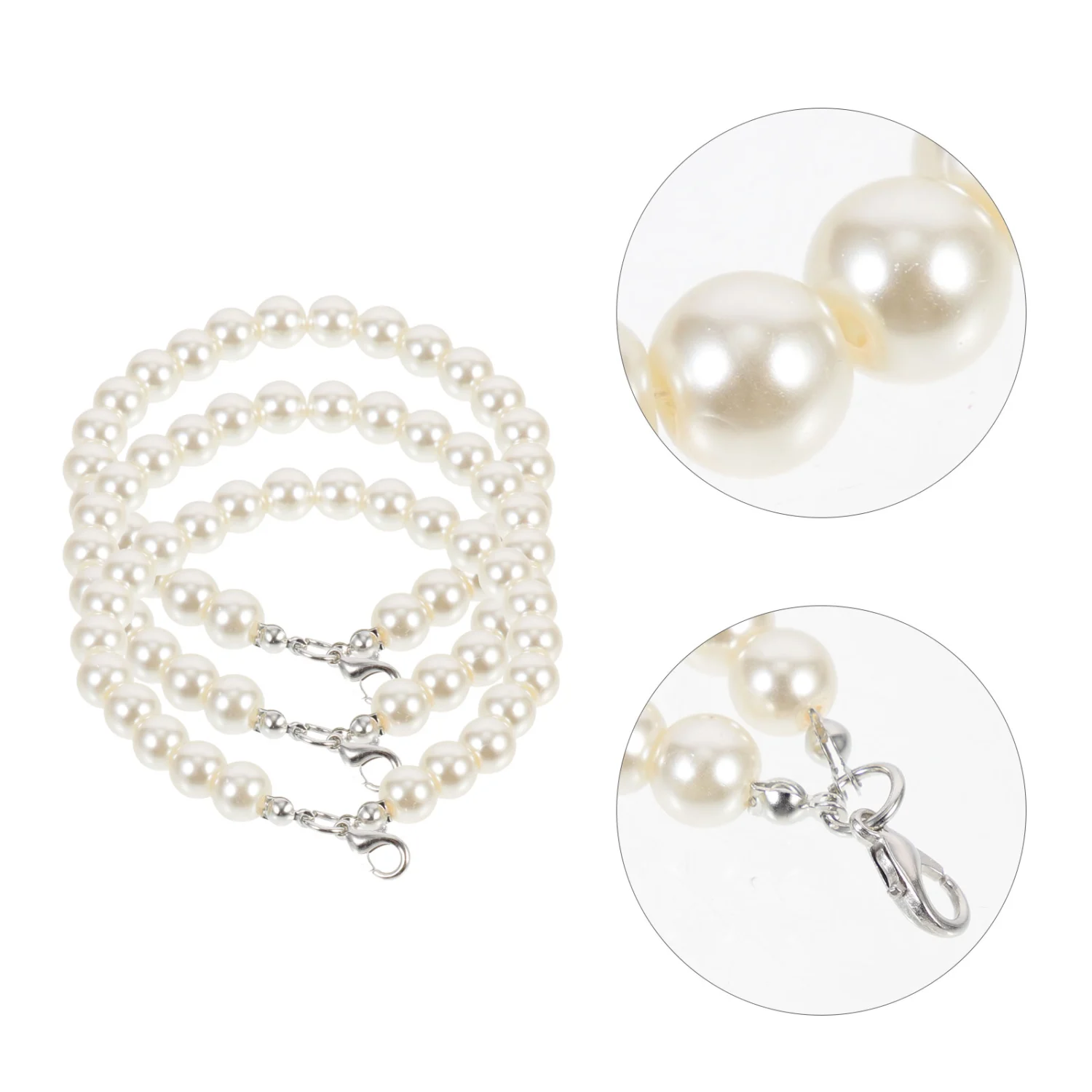 3pcs Beaded Phone Lanyard Pearl Beaded Phone Chain Strap for Women Girls