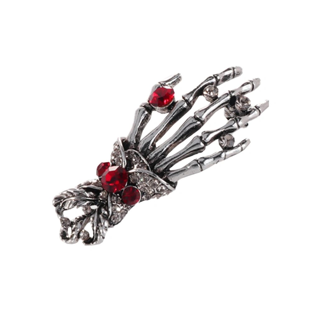 1Pc Chic Hand Skeleton Brooch Rhinestone Suit Brooch Fashion Clothing Accessory