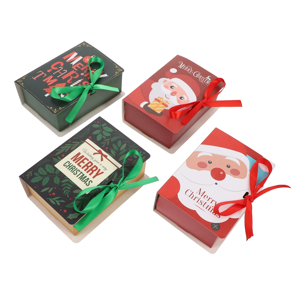 4Pcs Christmas Candy Boxes Exquisite Gift Pacing Boxes Cases (Red Green)