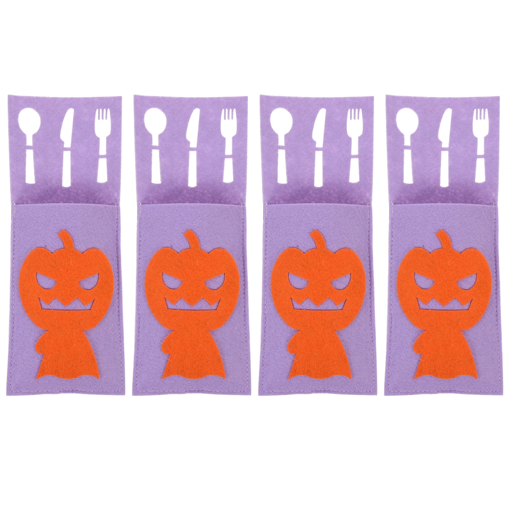 4Pcs Halloween Themed Cutter Fork Bags Wear-resistant Felt Cutlery Pouches