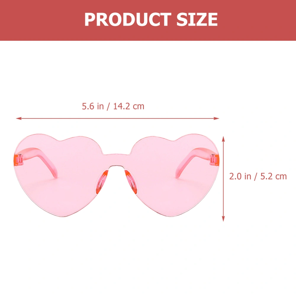 4Pcs Rimless Sunglasses Heart Shaped Glasses Fashion Accessory for Beach Shopping Travel