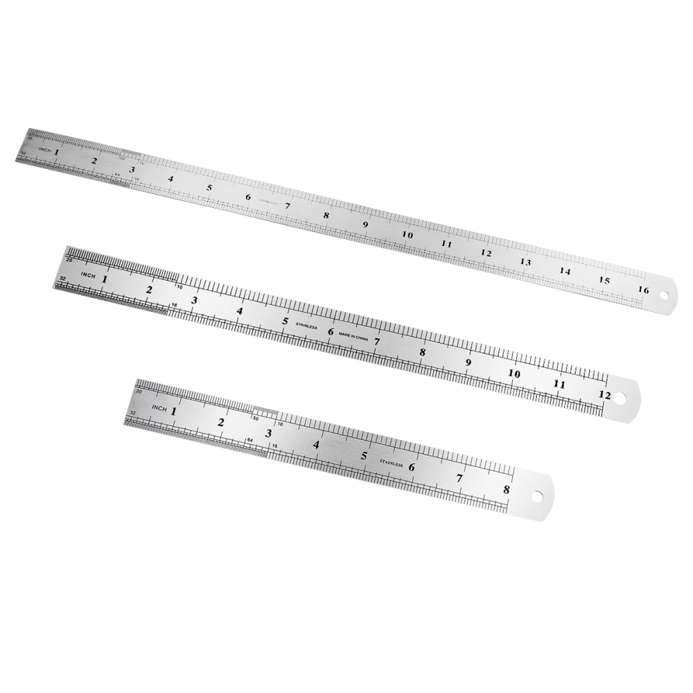 TOYMYTOY 3Pcs Stainless Steel Ruler Metal Ruler for Engineering School Office Drawing 20cm/30cm/40cm