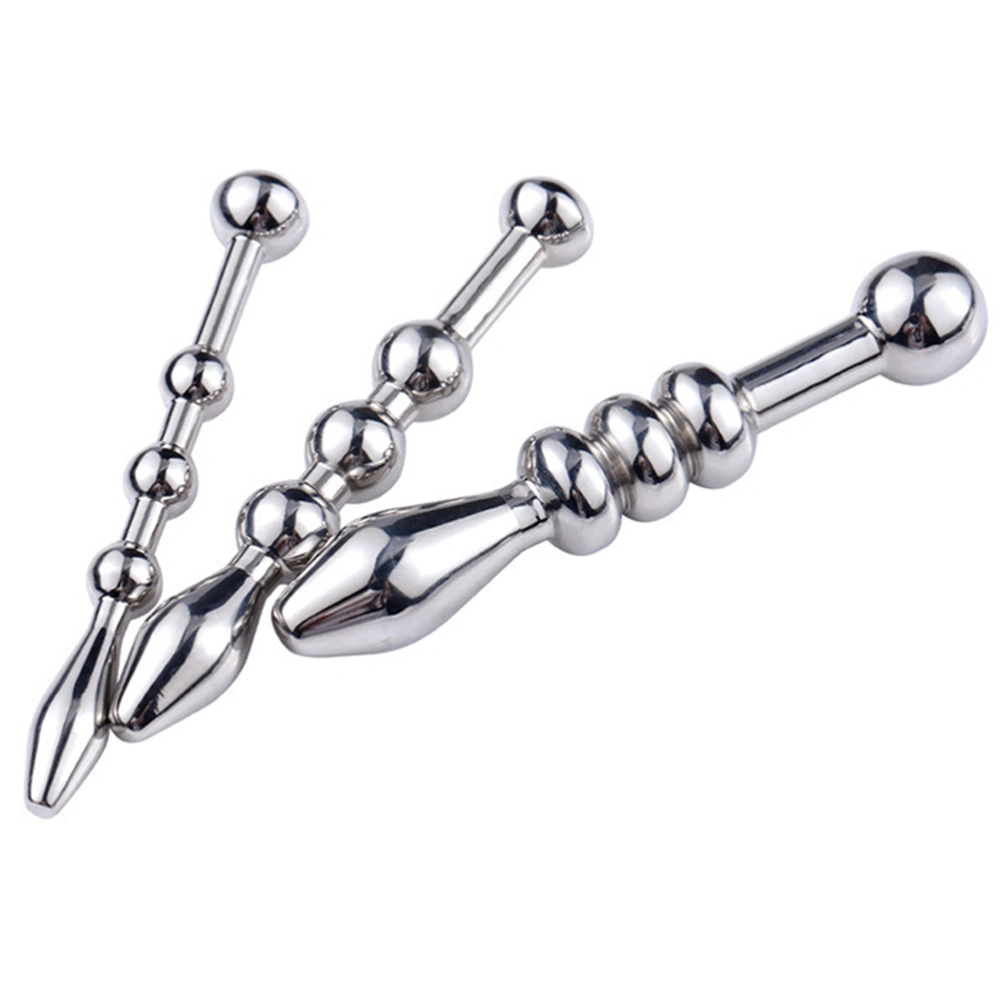 Urethral Dilation Stick Stainless Steel Urinary Plug Stimulate Urethral Dilator Masturbation Rod Penis Plug Masturbation Toys for Men (Silver, Three Beads Style, 8mm)