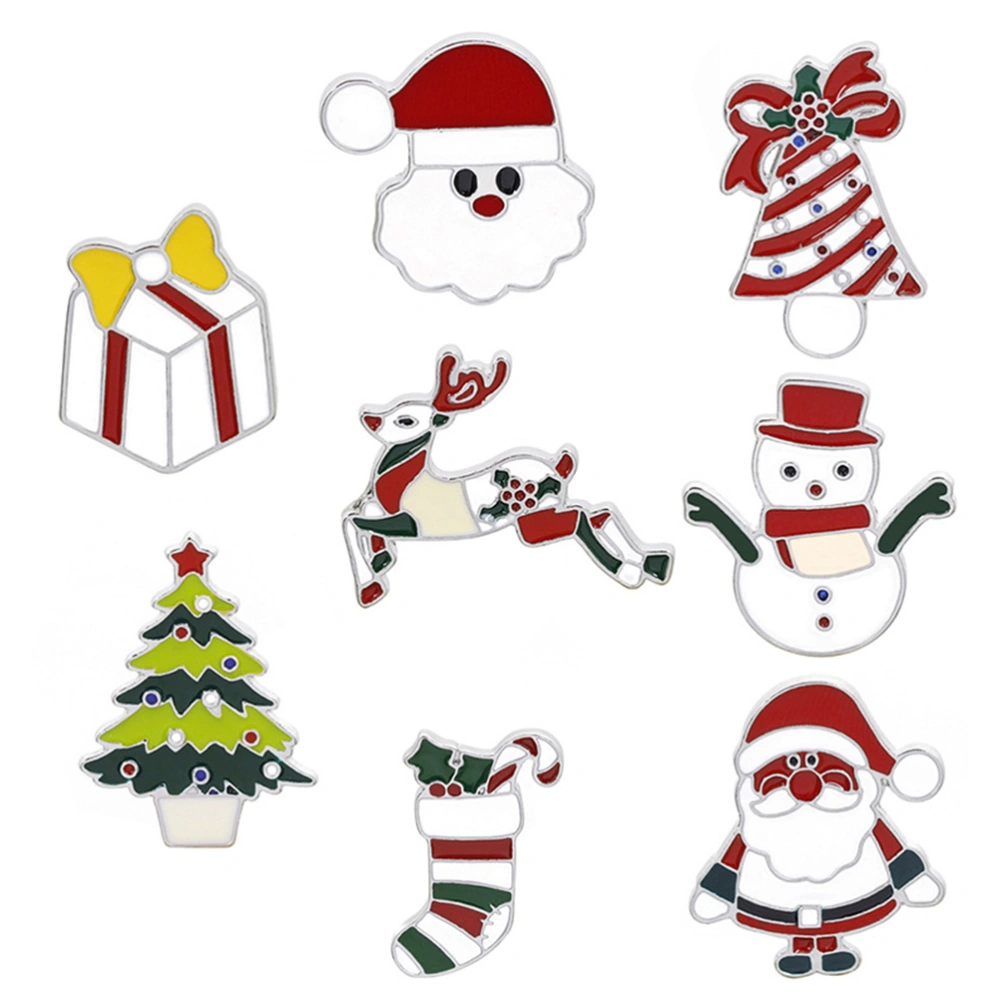 8pcs Christmas Themed Brooch Decor Corsage Lovely Festival Alloy Breastpin