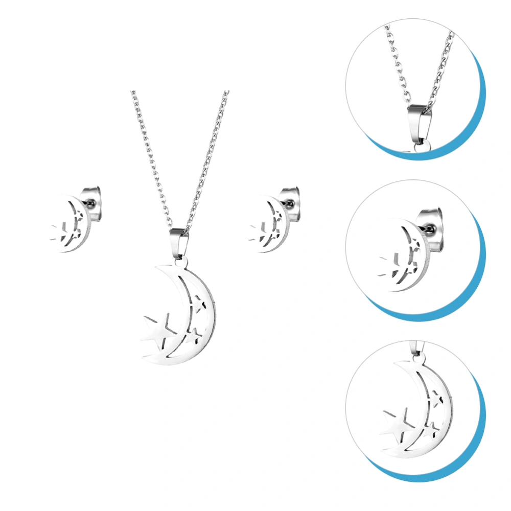 1 Set Moon Shape Necklace Earrings Set Pretty Pendant Earrings Set for Women