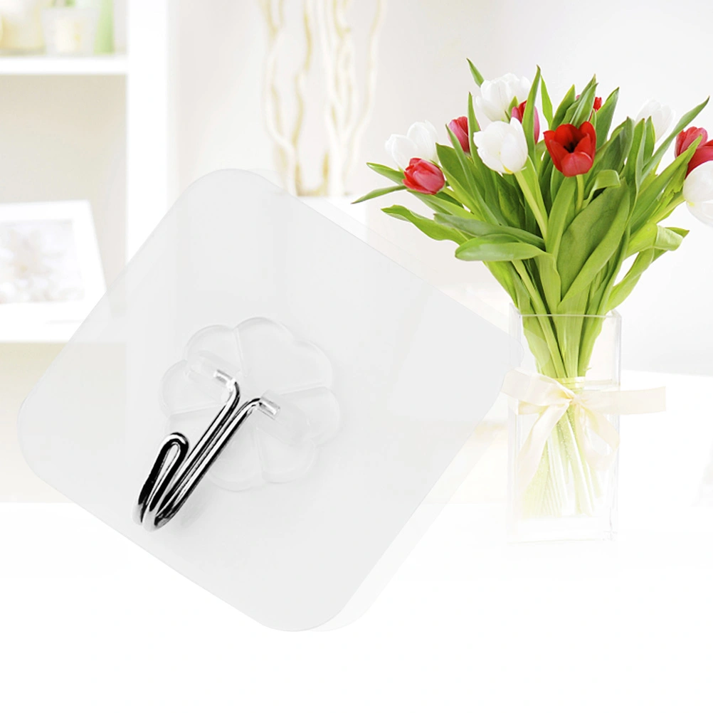Self-adhesive Wall Hooks Heavy-duty Clear Wall Hanger for Living Room Kitchen Bathroom