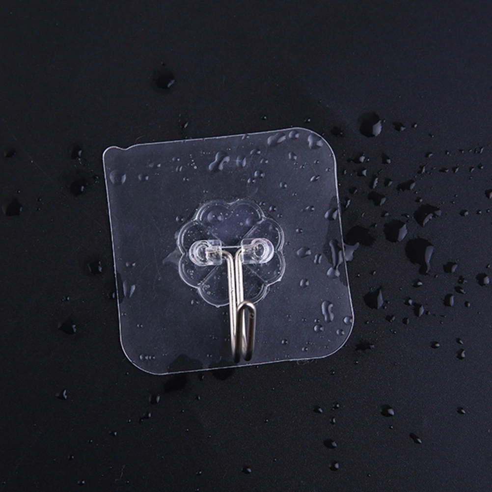 Self-adhesive Wall Hooks Heavy-duty Clear Wall Hanger for Living Room Kitchen Bathroom