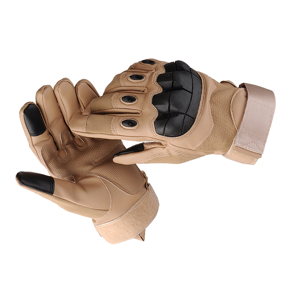 Outdoor Gloves Thicken Warm Windproof Gloves Anti-slid Touch Screen Gloves for Driving Cycling Motorcycle Camping (Sand Color, Size XL)
