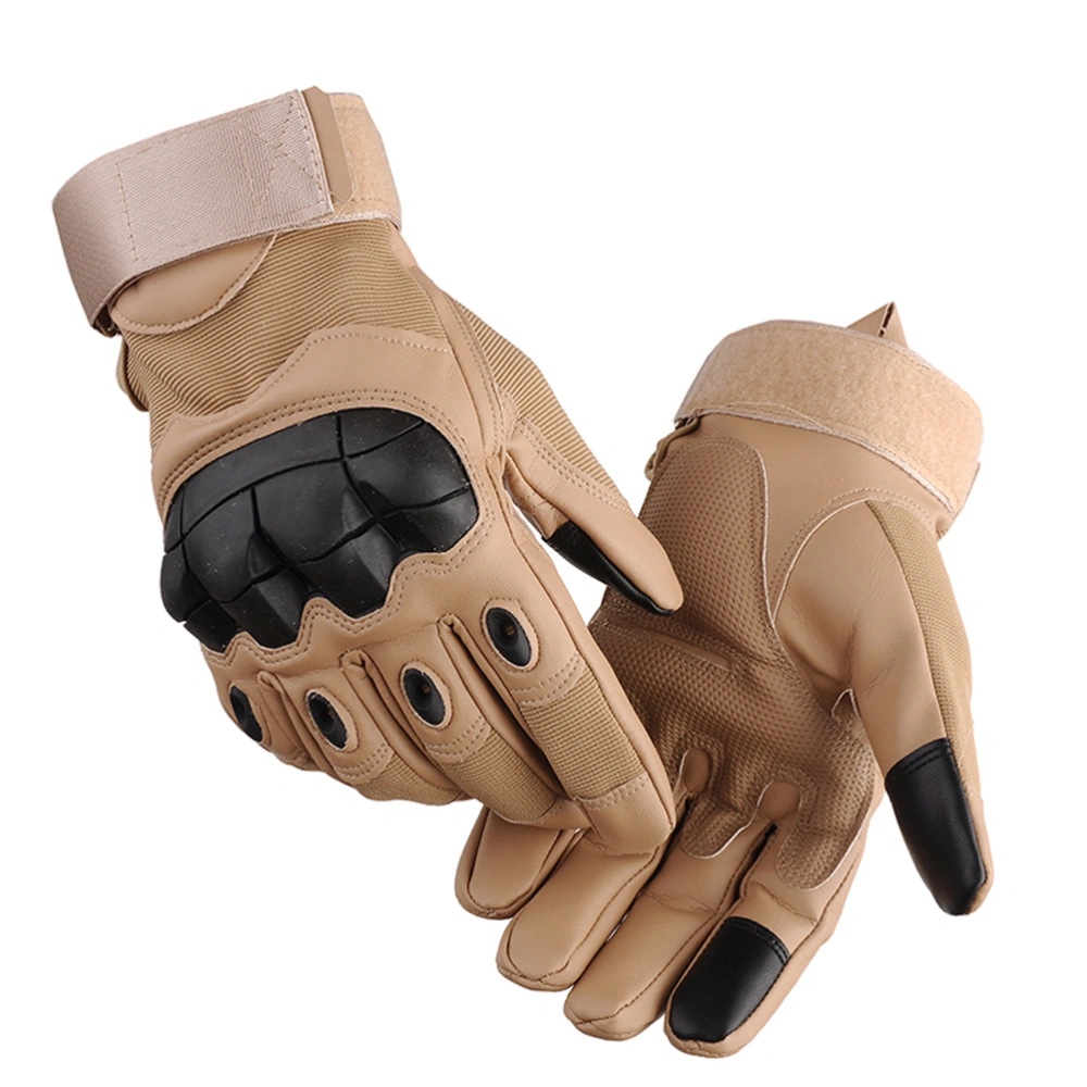 Outdoor Gloves Thicken Warm Windproof Gloves Anti-slid Touch Screen Gloves for Driving Cycling Motorcycle Camping (Sand Color, Size XL)