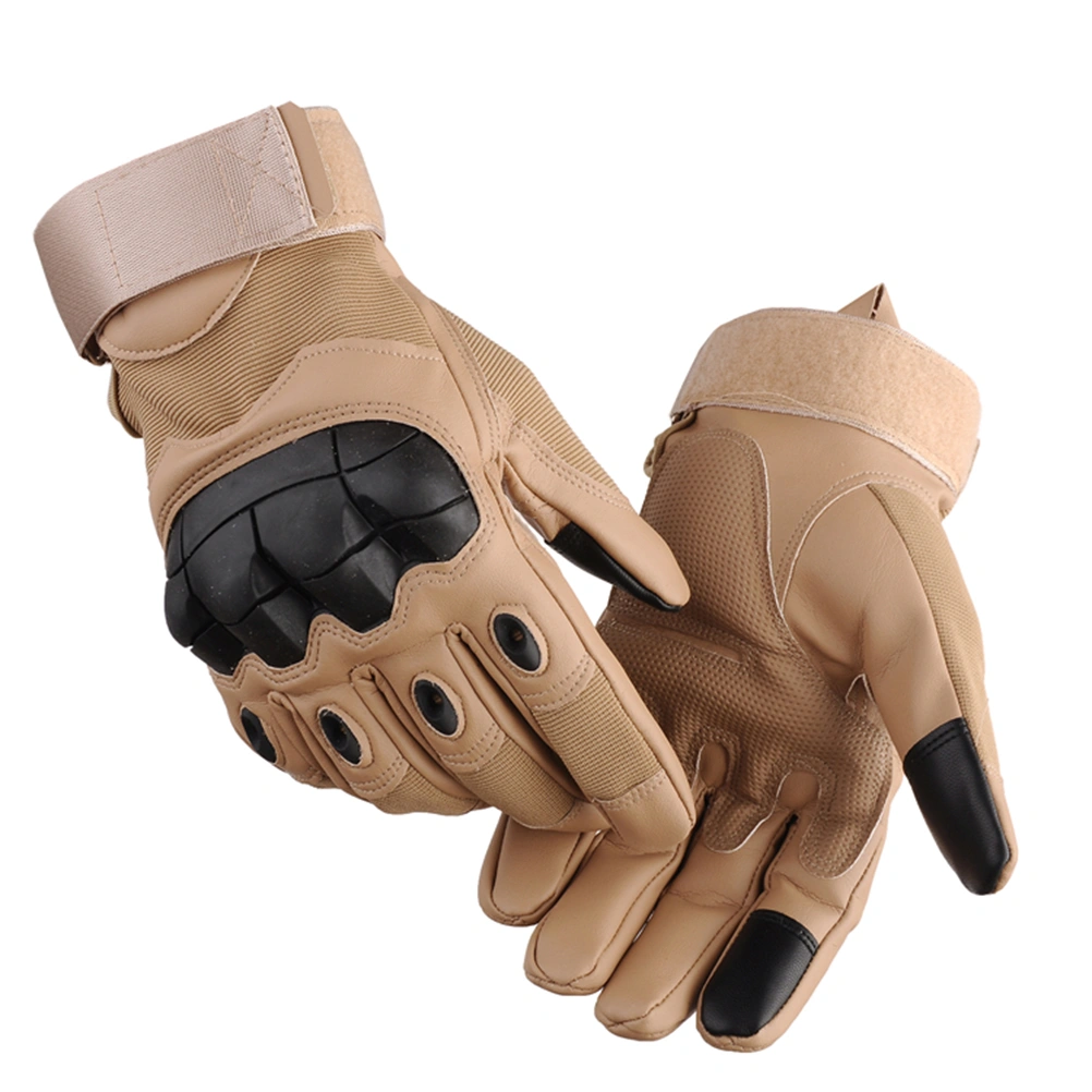 Outdoor Gloves Thicken Warm Windproof Gloves Anti-slid Touch Screen Gloves for Driving Cycling Motorcycle Camping (Sand Color, Size XL)