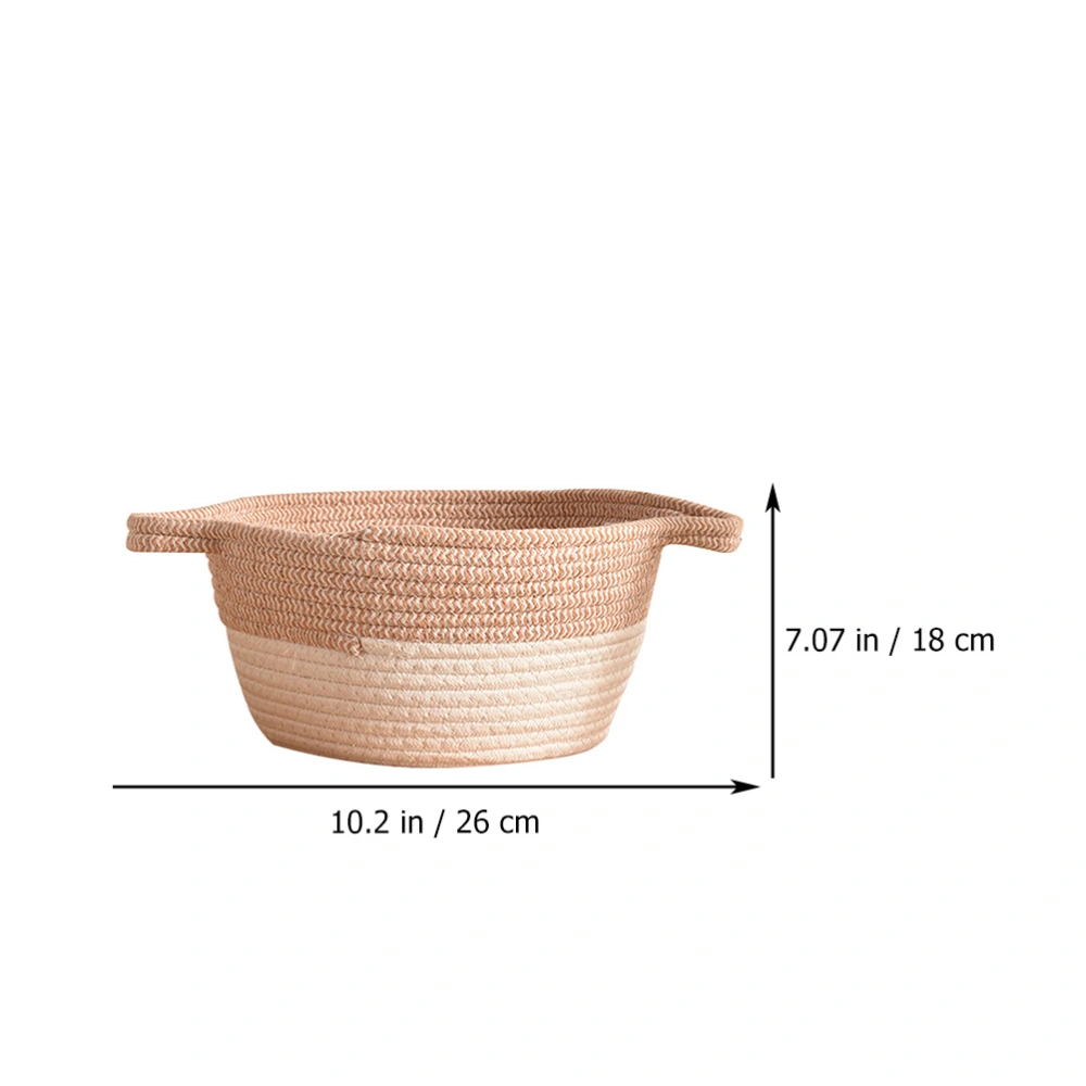 1pc Cotton Rope Weaving Laundry Basket Home Use Storage Basket Sundries Basket