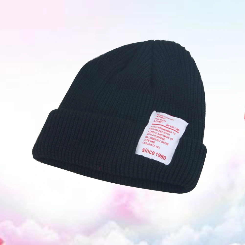 Children Knitted Beanie Hat Kids Hat Knitted Infant Baby Spring Autumn Hat (Black)
